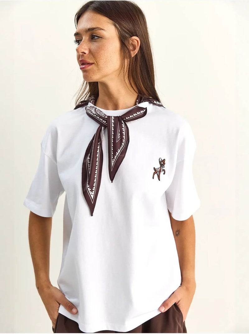 Losvallend t-shirt met ronde hals en borduursel lucci Wit - Kiabi