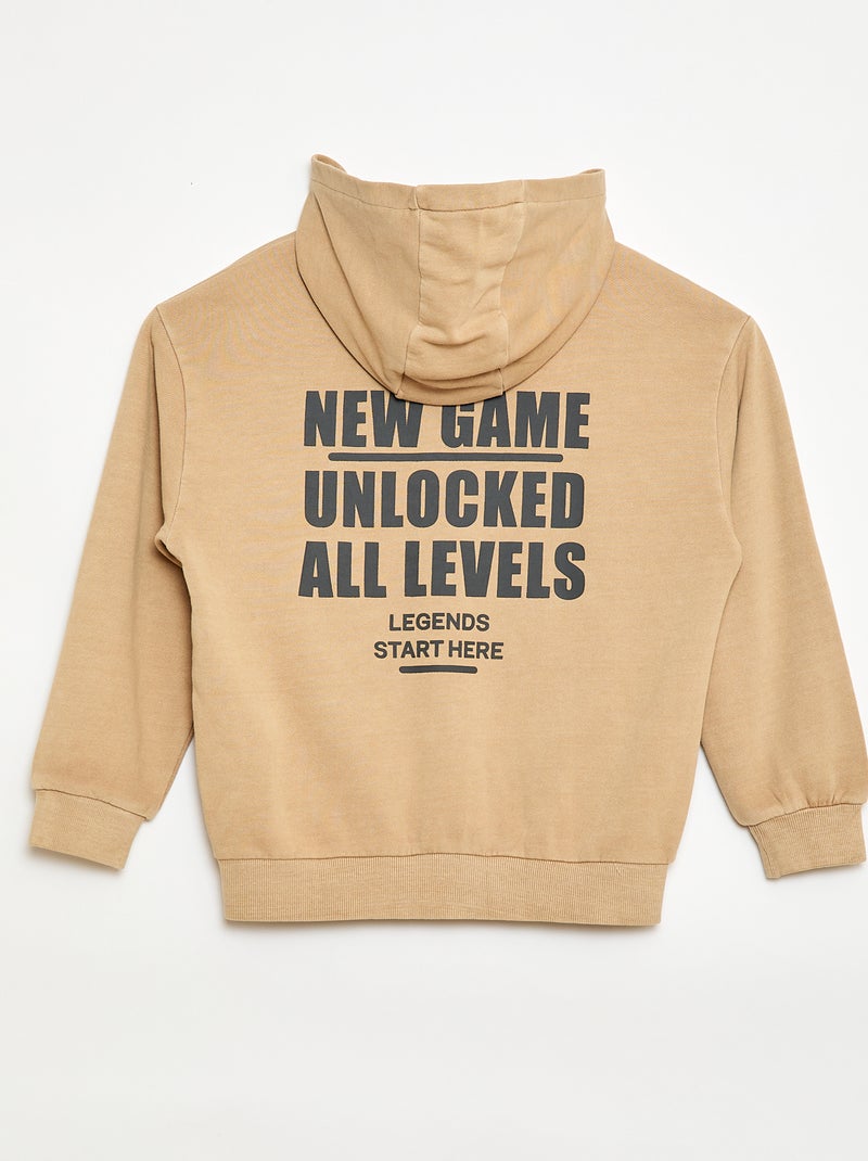 Losvallend vest met capuchon en animatie op de rug van katoen Biege - Kiabi