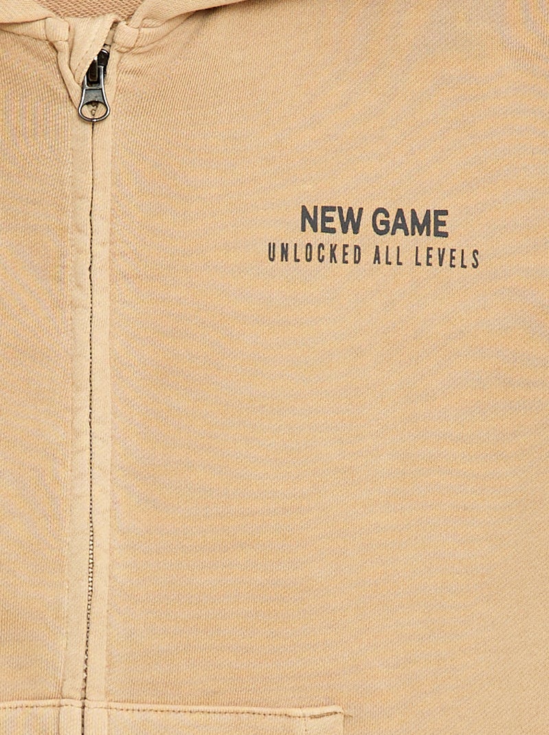 Losvallend vest met capuchon en animatie op de rug van katoen Biege - Kiabi