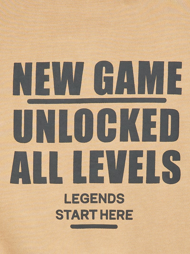 Losvallend vest met capuchon en animatie op de rug van katoen Biege - Kiabi