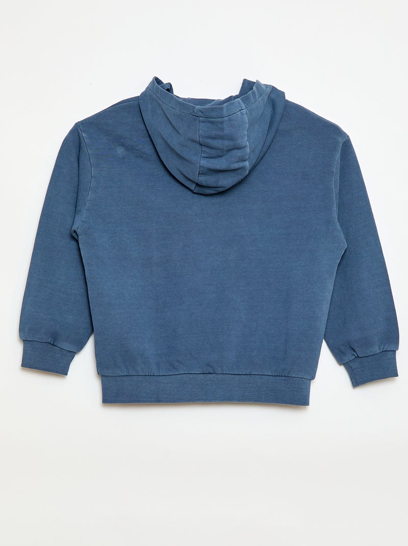 Losvallend vest met capuchon en animatie op de rug van katoen Blauw - Kiabi