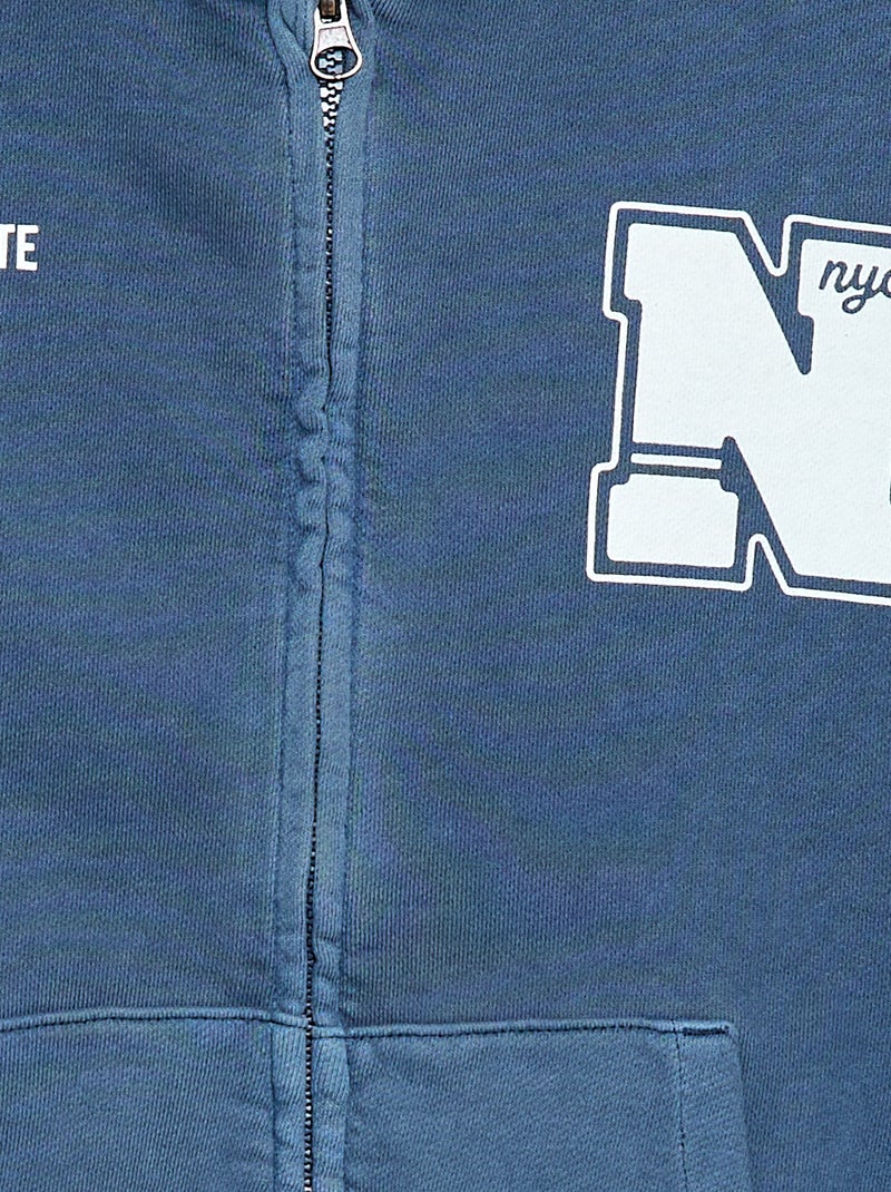 Losvallend vest met capuchon en animatie op de rug van katoen Blauw - Kiabi