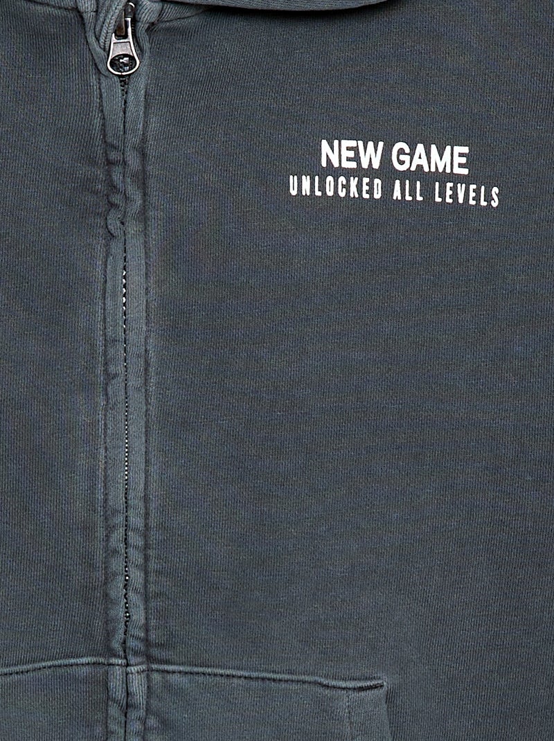 Losvallend vest met capuchon en animatie op de rug van katoen Zwart - Kiabi