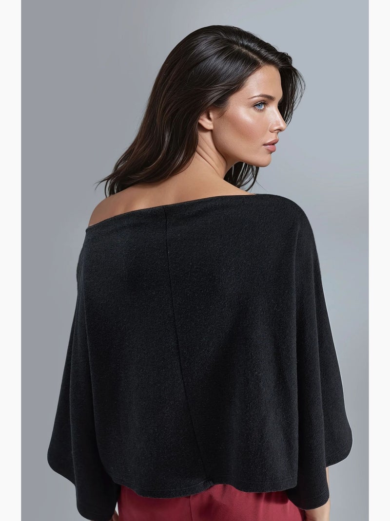 Losvallende gebreide blouse busem Zwart - Kiabi