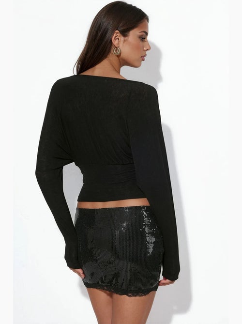 Losvallende gebreide blouse met v-hals busem - Kiabi