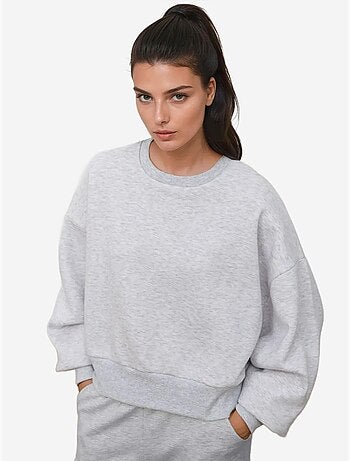 Losvallende gebreide sweatshirt met ronde hals en reliëf hiccup