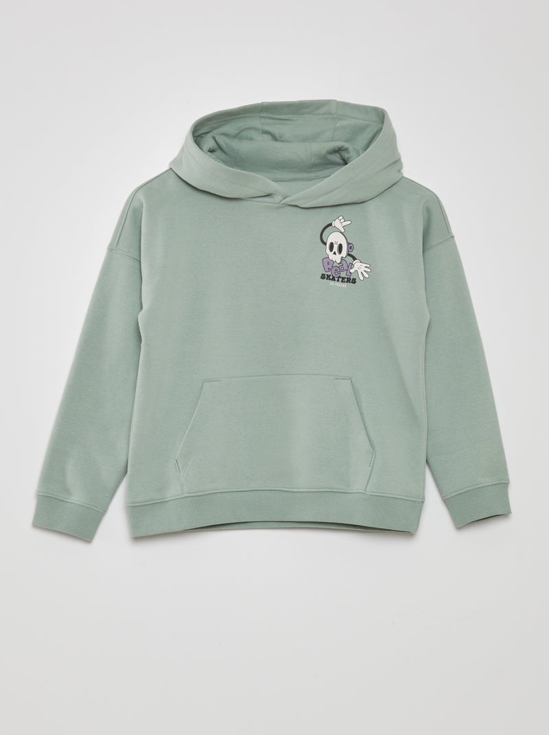 Losvallende hoodie met kangoeroezak GROEN - Kiabi