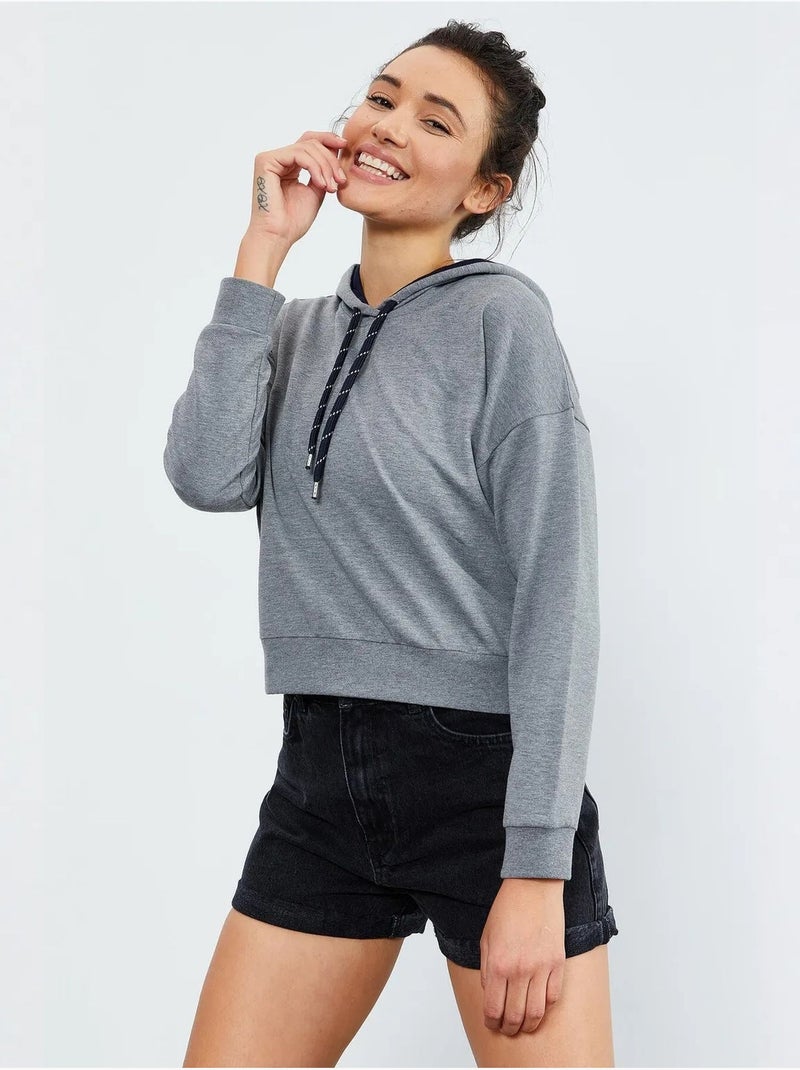 Losvallende hoodie met strikdetail tommy Grijs - Kiabi