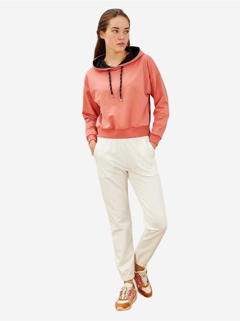 Losvallende hoodie met strikdetail tommy Lichtoranje - Kiabi