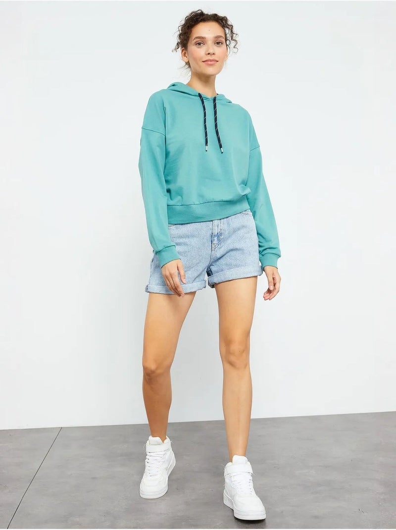 Losvallende hoodie met strikdetail tommy Muntgroen - Kiabi