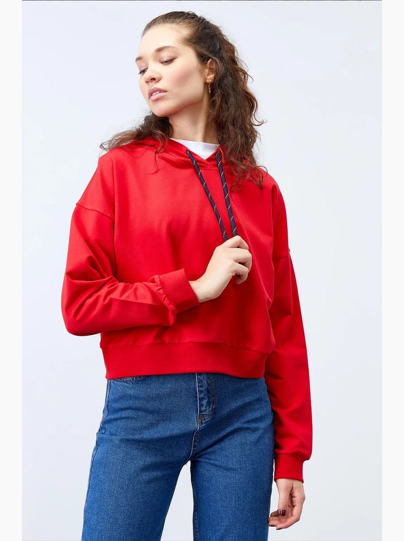 Losvallende hoodie met strikdetail tommy Rood - Kiabi