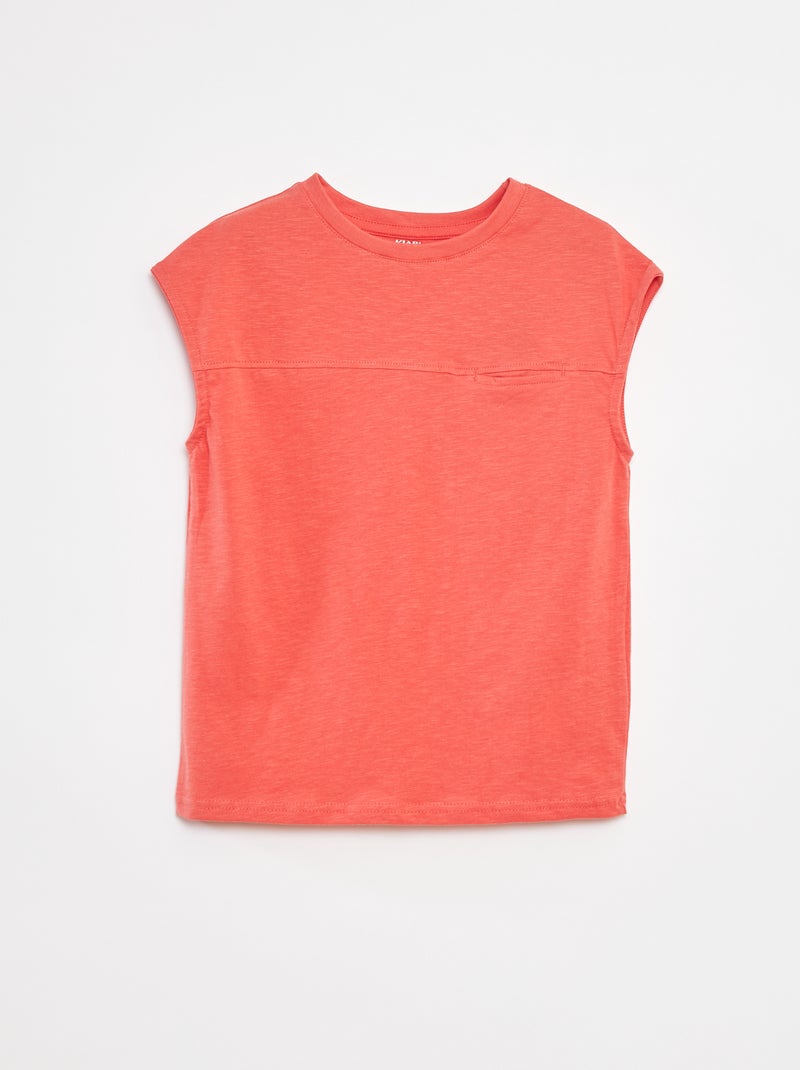 Losvallende singlet met figuurnaad aan de voorzijde ORANJE - Kiabi