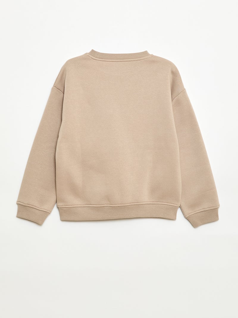 Losvallende sweater met print Biege - Kiabi