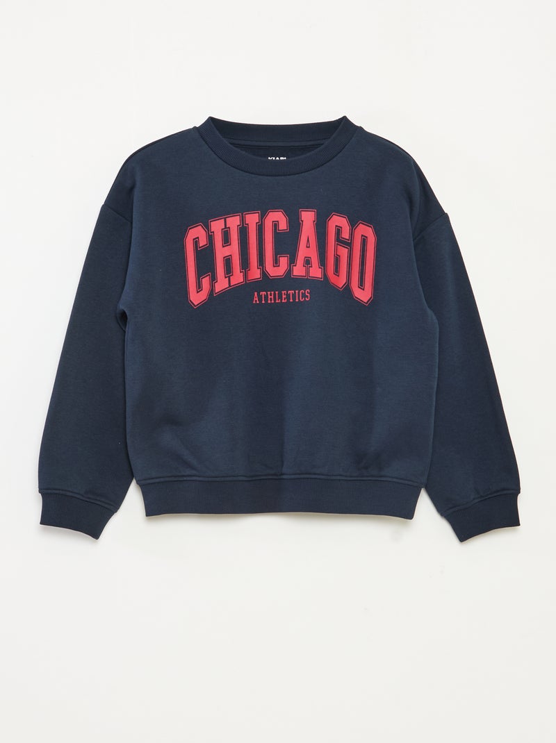 Losvallende sweater met print Blauw - Kiabi