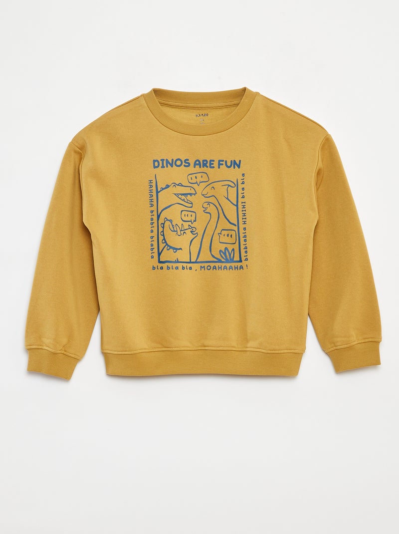 Losvallende sweater met print Bruin - Kiabi