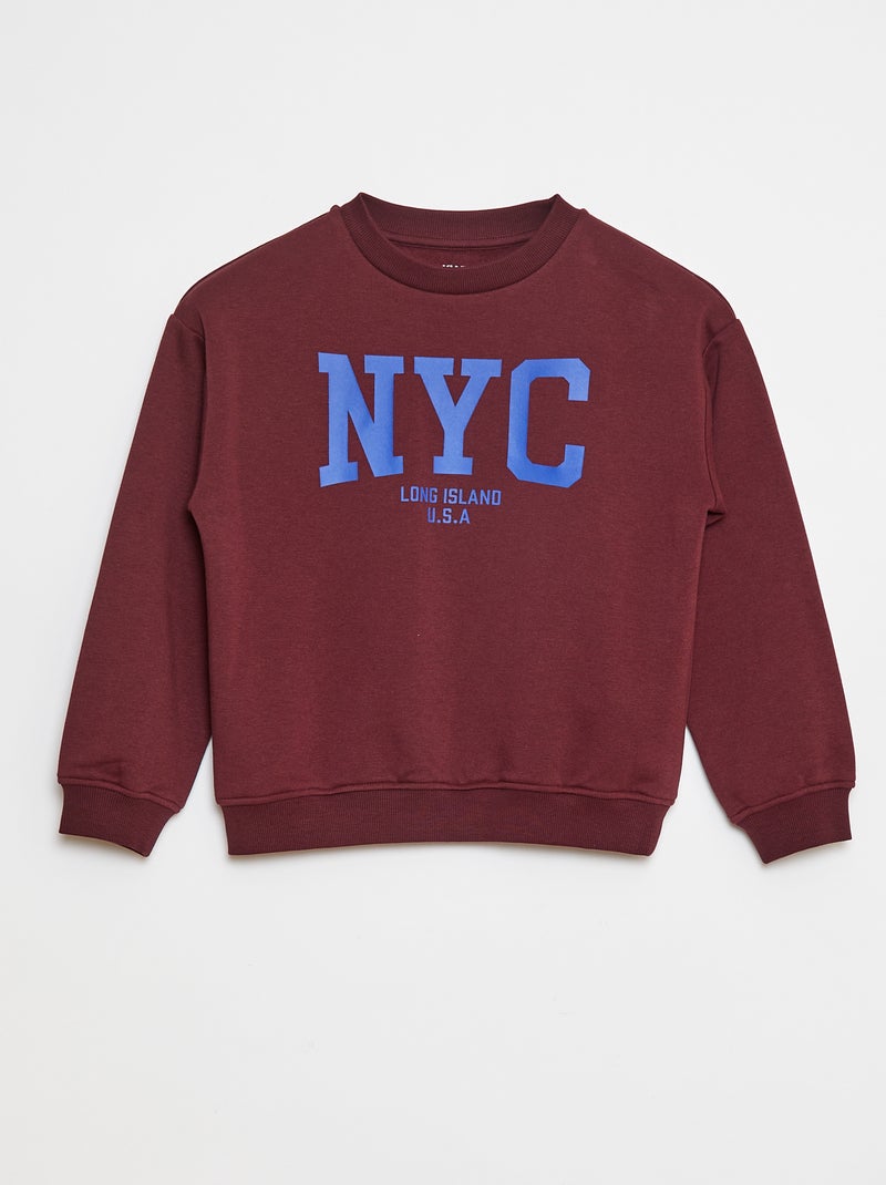 Losvallende sweater met print Bruin - Kiabi