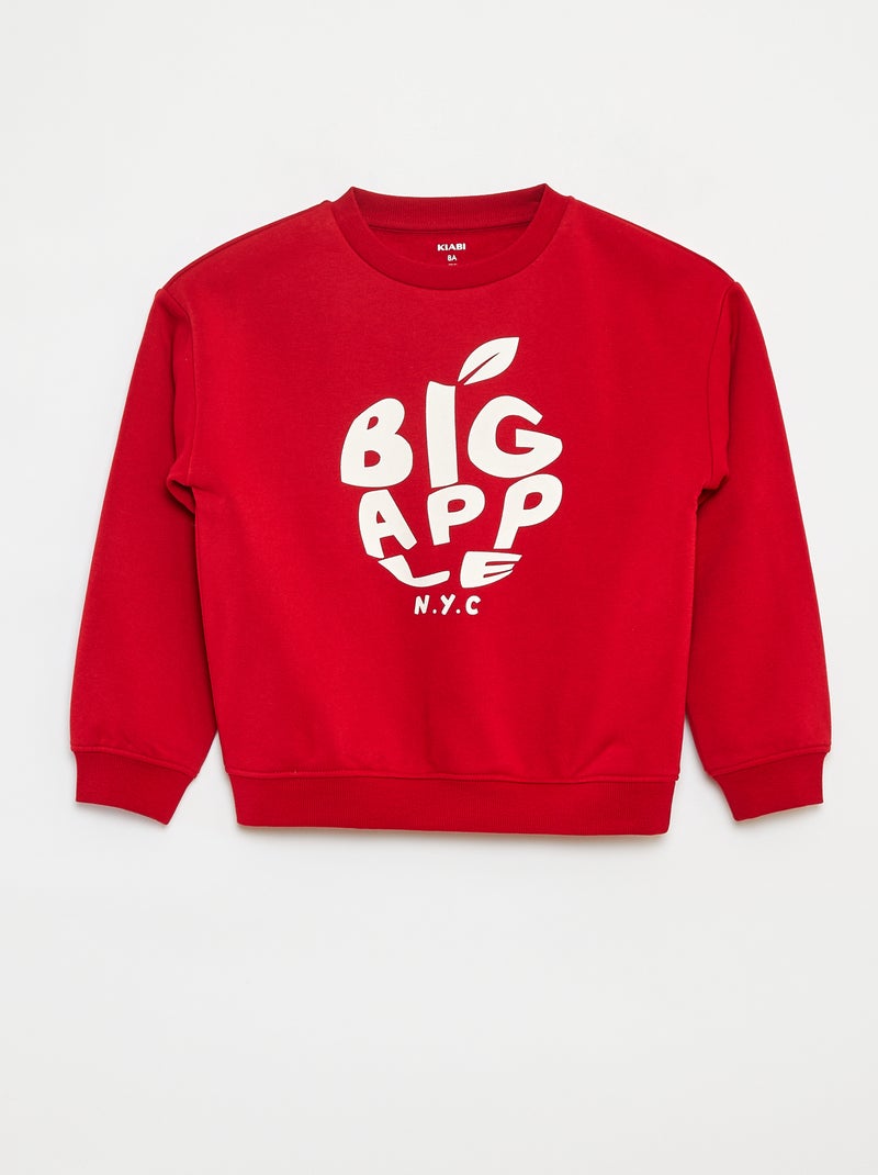 Losvallende sweater met print Rood - Kiabi