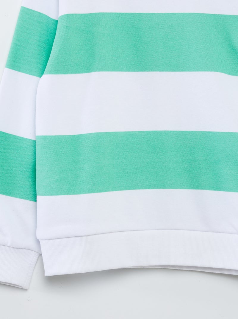 Losvallende sweater met ronde kraag in french terry GROEN - Kiabi