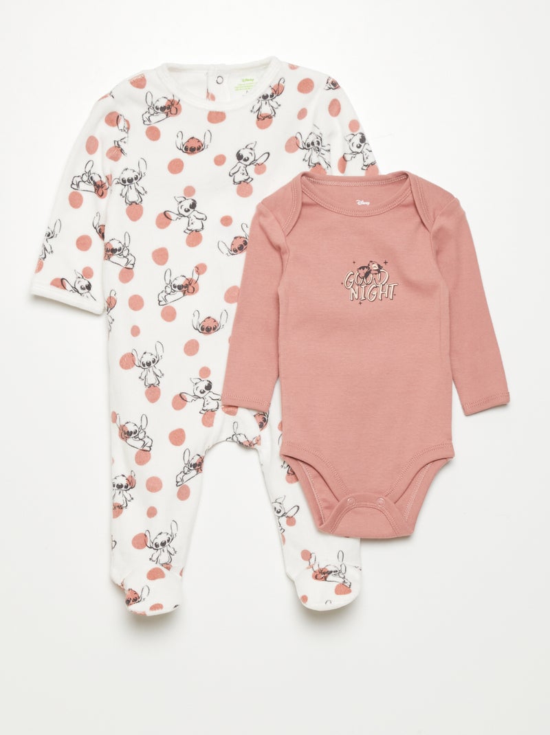 Lot 1 pyjama en velours + 1 body coton 'Stitch' Stitch - Kiabi