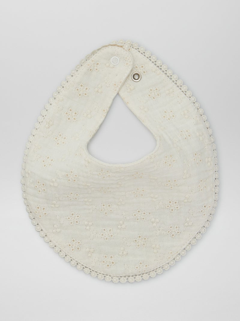 Lot 2 bavoirs broderie anglaise et gaze de coton Beige - Kiabi