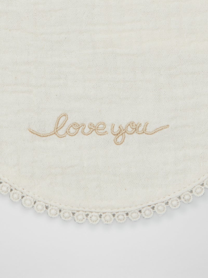 Lot 2 bavoirs broderie anglaise et gaze de coton Beige - Kiabi