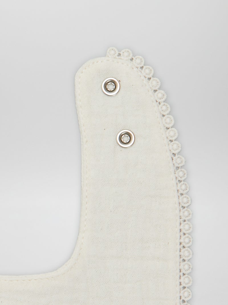 Lot 2 bavoirs broderie anglaise et gaze de coton Beige - Kiabi