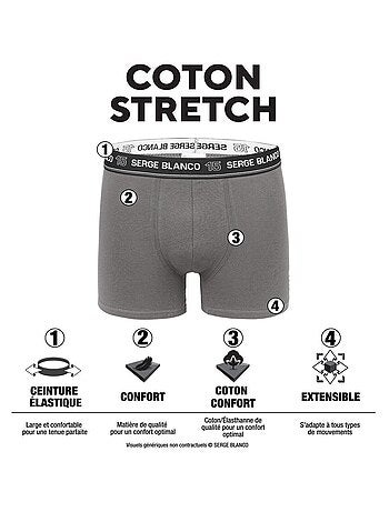Lot 2 boxers coton homme french serge blanco