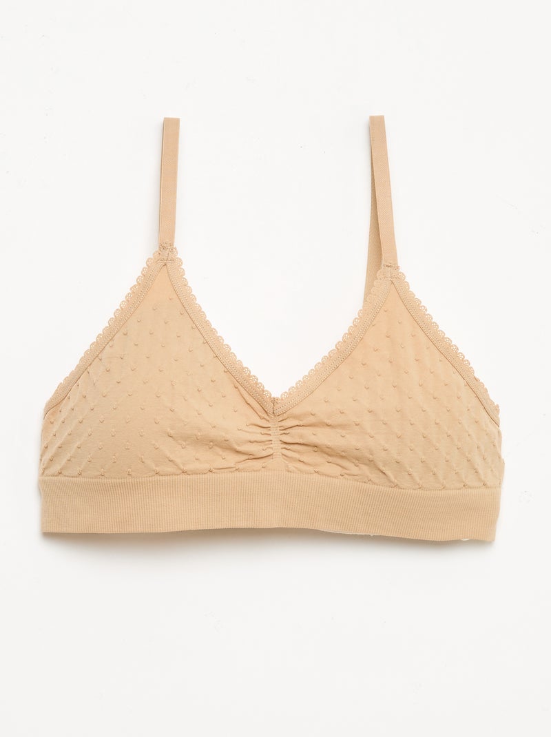 Lot 2 brassières en maille matelassée Marron/rose - Kiabi