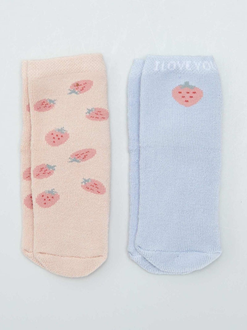 Lot 2 chaussettes antidérapantes Rose/bleu - Kiabi