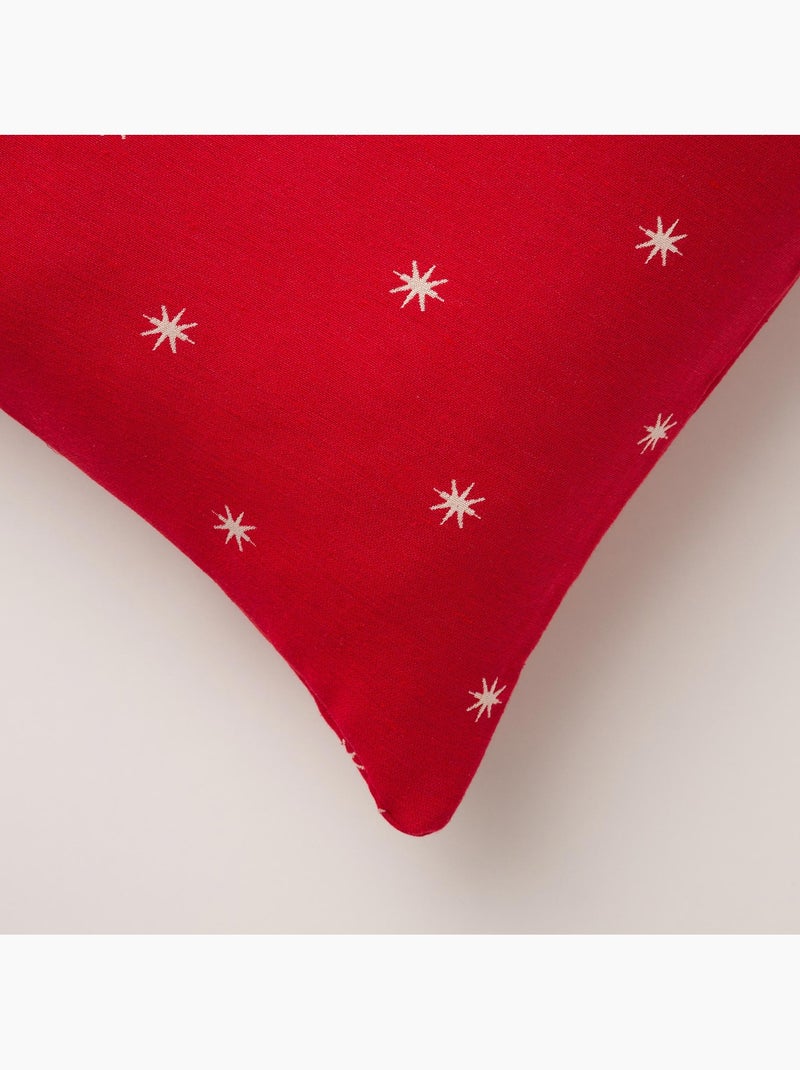 Lot 2 housses de coussin noël étoiles, fil doré, coton - gamusi. Rouge - Kiabi