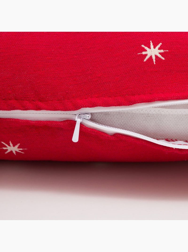 Lot 2 housses de coussin noël étoiles, fil doré, coton - gamusi. Rouge - Kiabi