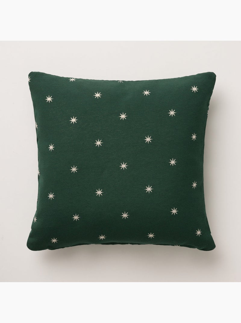 Lot 2 housses de coussin noël étoiles, fil doré, coton - gamusi. Vert - Kiabi