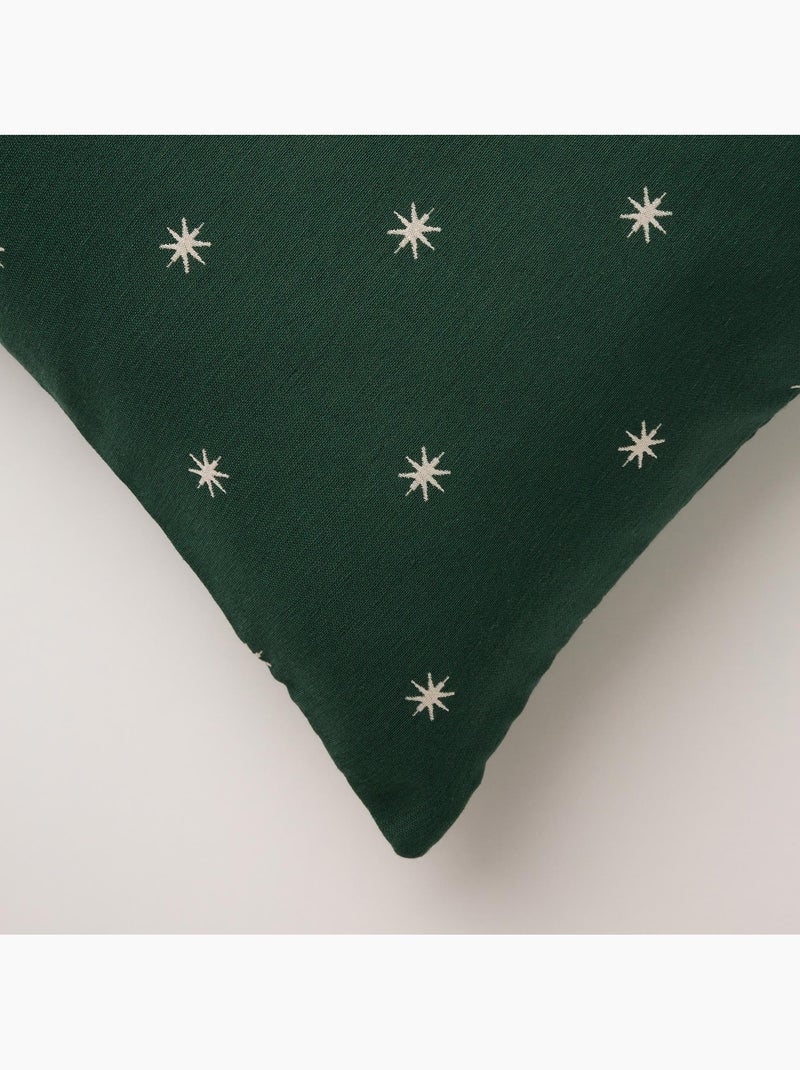 Lot 2 housses de coussin noël étoiles, fil doré, coton - gamusi. Vert - Kiabi