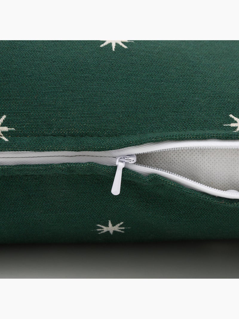 Lot 2 housses de coussin noël étoiles, fil doré, coton - gamusi. Vert - Kiabi