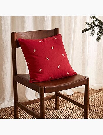 Lot 2 housses de coussin noël sapins, fil doré, coton - gamusi.
