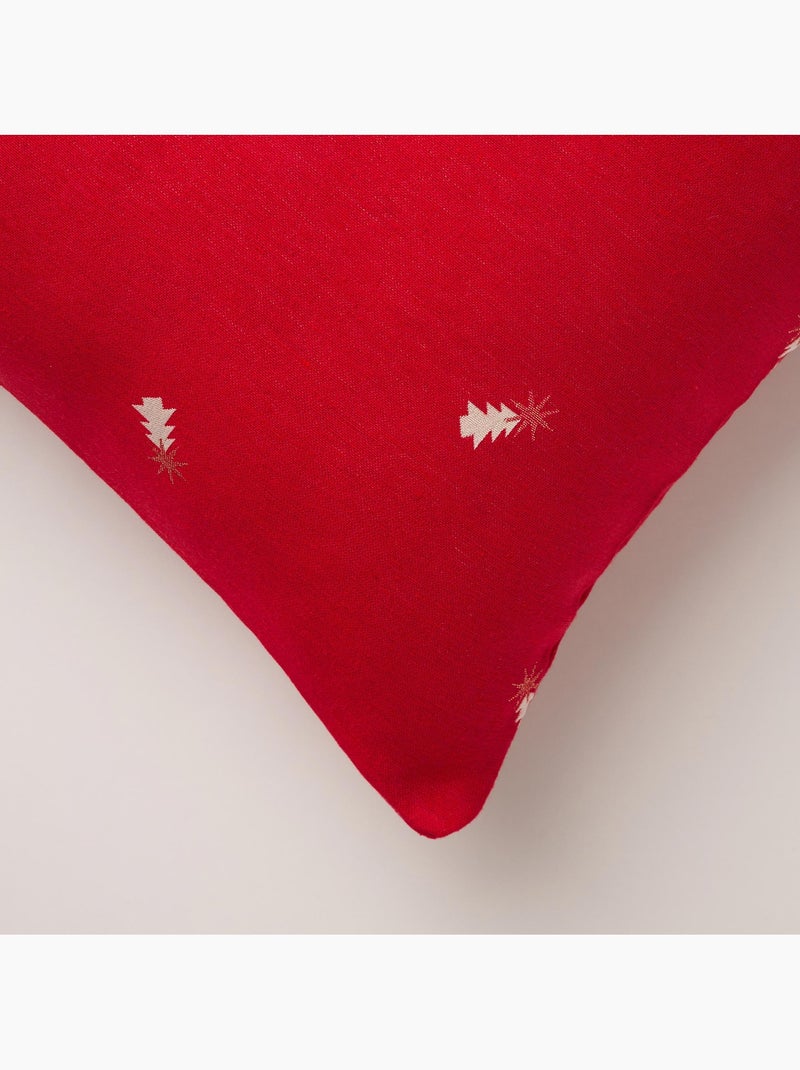 Lot 2 housses de coussin noël sapins, fil doré, coton - gamusi. Rouge - Kiabi