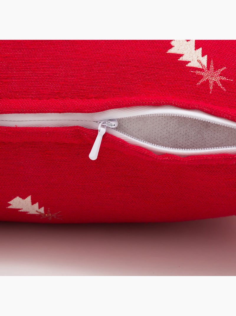 Lot 2 housses de coussin noël sapins, fil doré, coton - gamusi. Rouge - Kiabi
