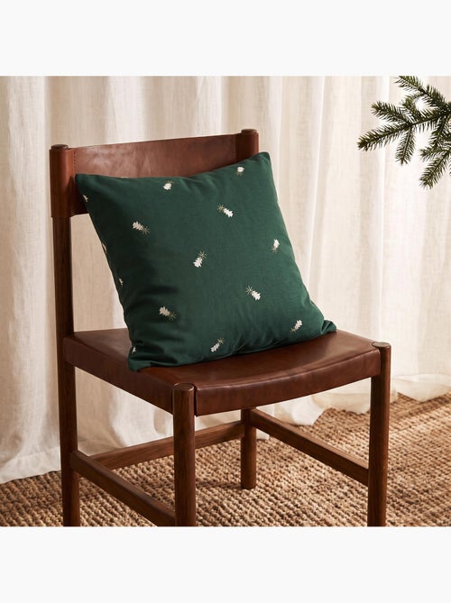Lot 2 housses de coussin noël sapins, fil doré, coton - gamusi. - Kiabi