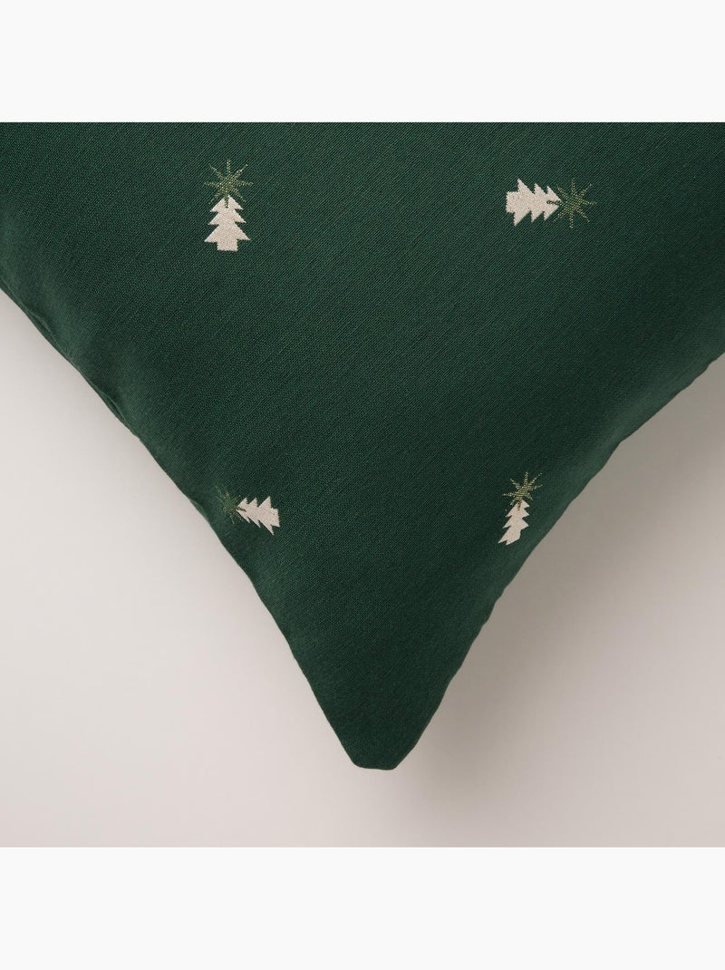 Lot 2 housses de coussin noël sapins, fil doré, coton - gamusi. Vert - Kiabi