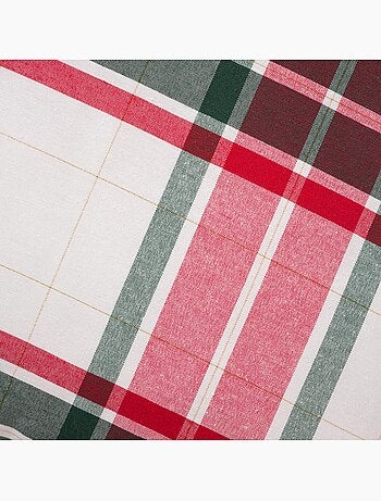 Lot 2 housses de coussin noël tartan, fil doré, coton - gamusi.
