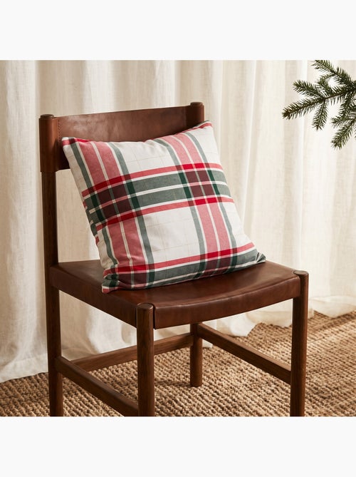 Lot 2 housses de coussin noël tartan, fil doré, coton - gamusi. - Kiabi
