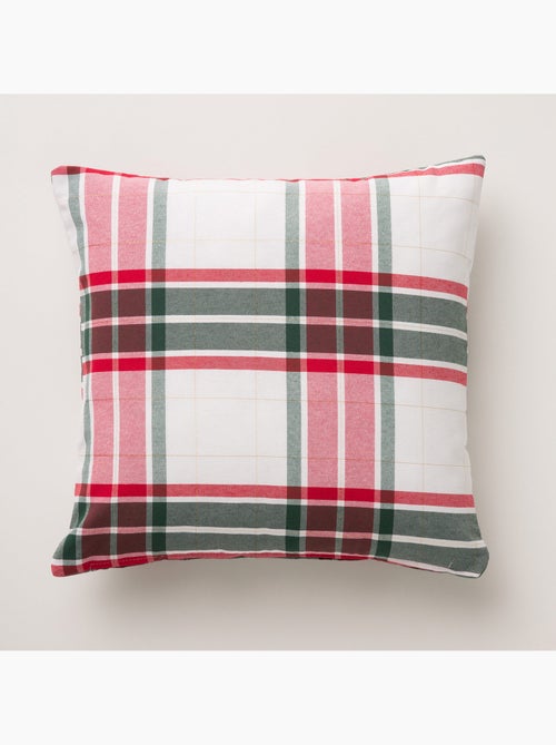 Lot 2 housses de coussin noël tartan, fil doré, coton - gamusi. - Kiabi