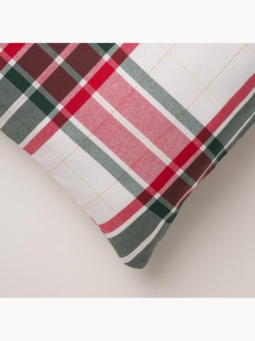 Lot 2 housses de coussin noël tartan, fil doré, coton - gamusi. - Kiabi
