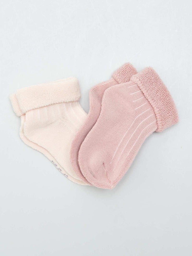 Lot 2 paires de chaussettes en maille bouclette Rose clair/foncé - Kiabi