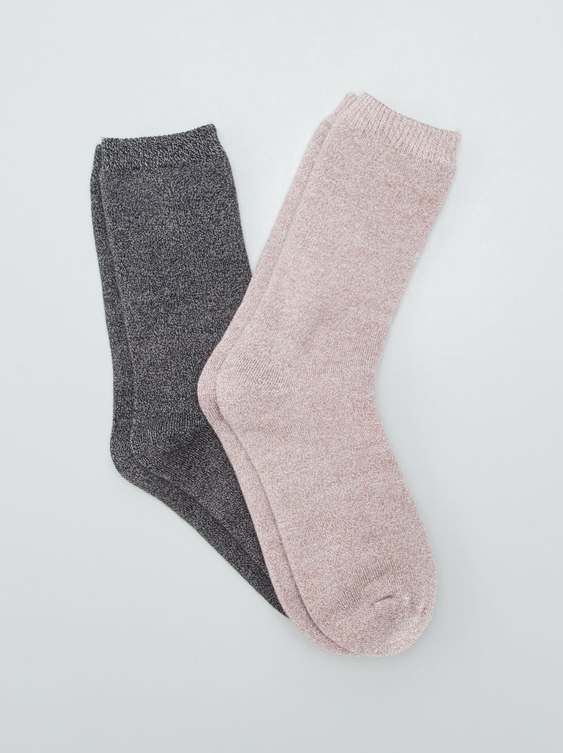 Lot 2 paires de chaussettes thermiques Lot rose/gris - Kiabi