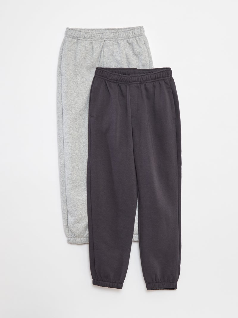 Lot 2 pantalons joggings en molleton Gris - Kiabi
