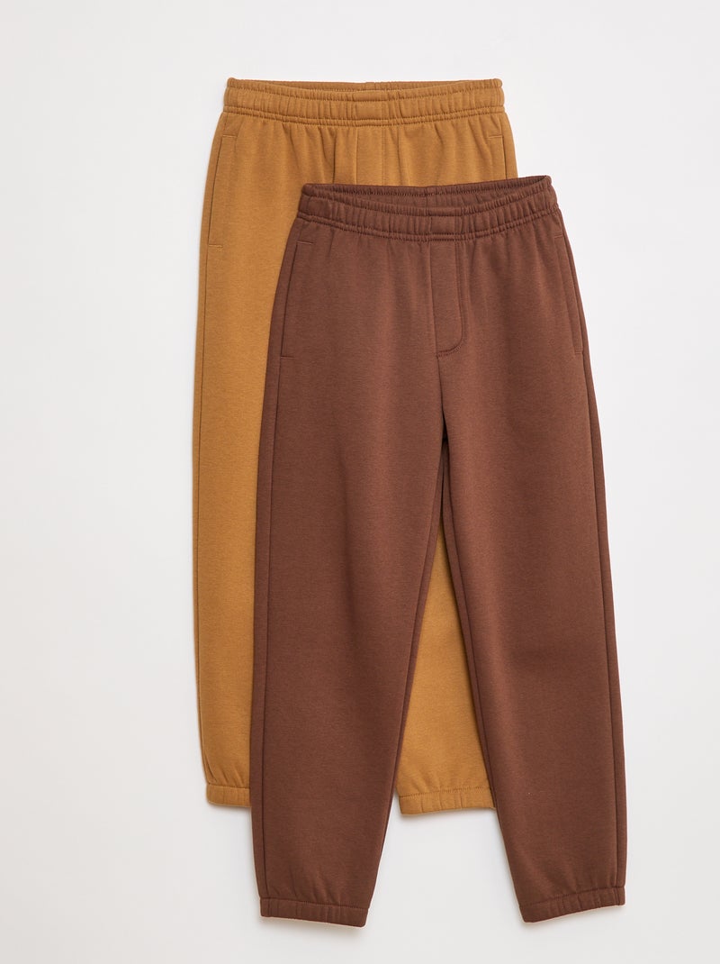 Lot 2 pantalons joggings en molleton Marron - Kiabi