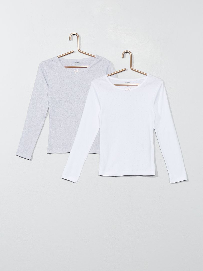 Lot 2 T-shirts '' blanc/gris - Kiabi