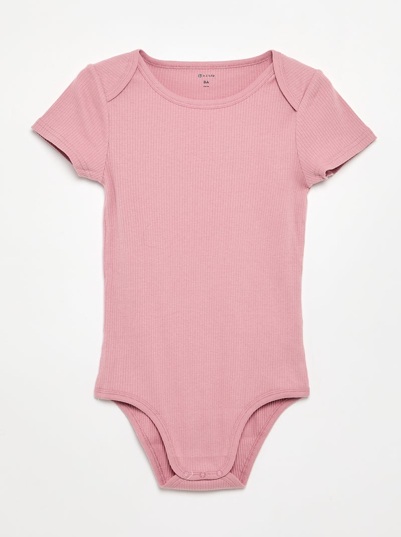 Lot 3 bodies en rib - collection facile à enfiler Rose - Kiabi