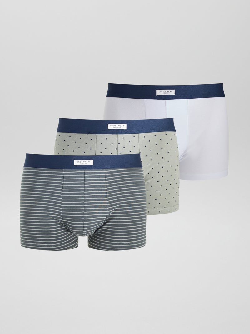 Lot 3 boxers stretch Gris/vert/blanc - Kiabi